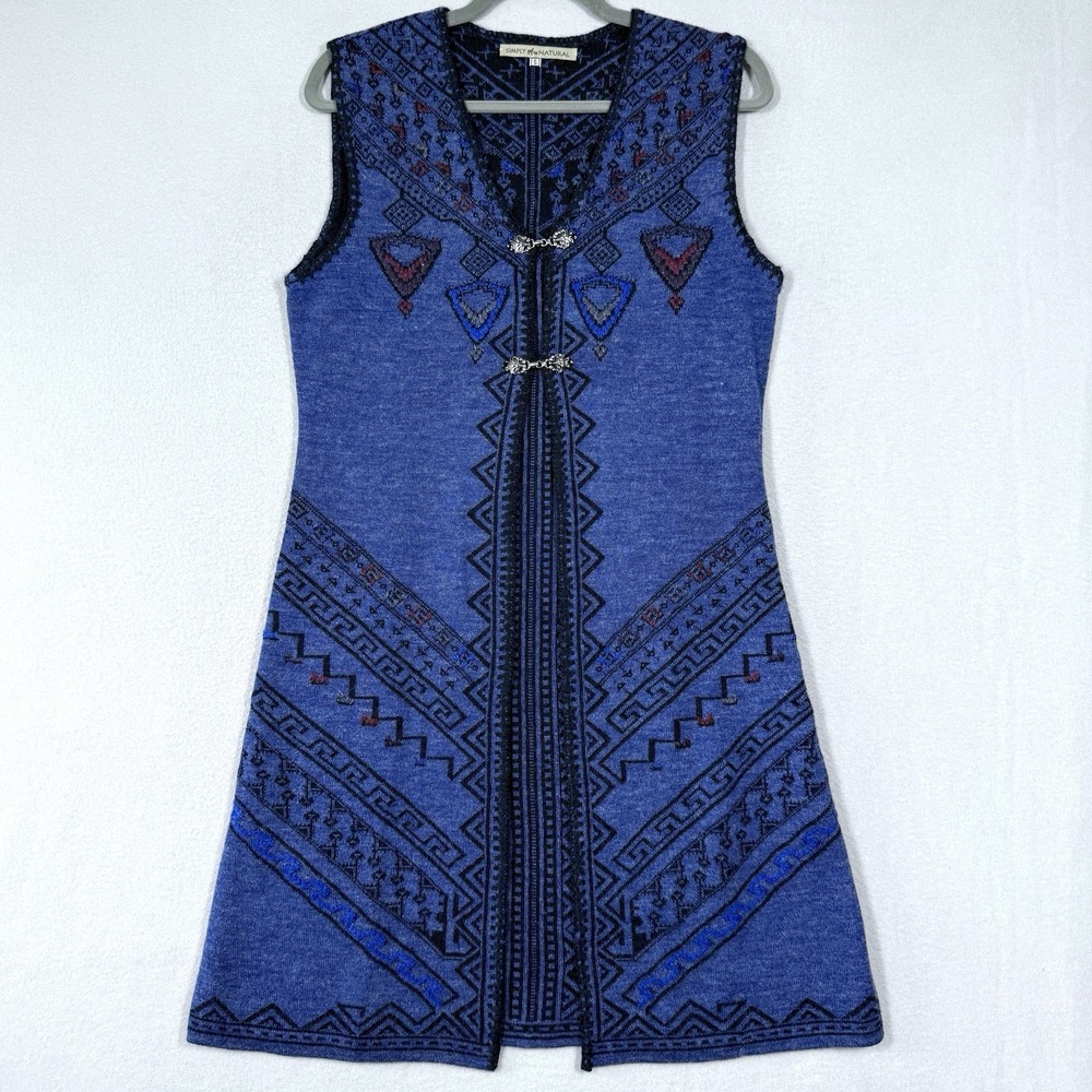 Simply Natural Sweater Vest Womens Small Alpaca Blend Longline Cardigan Peruvian
